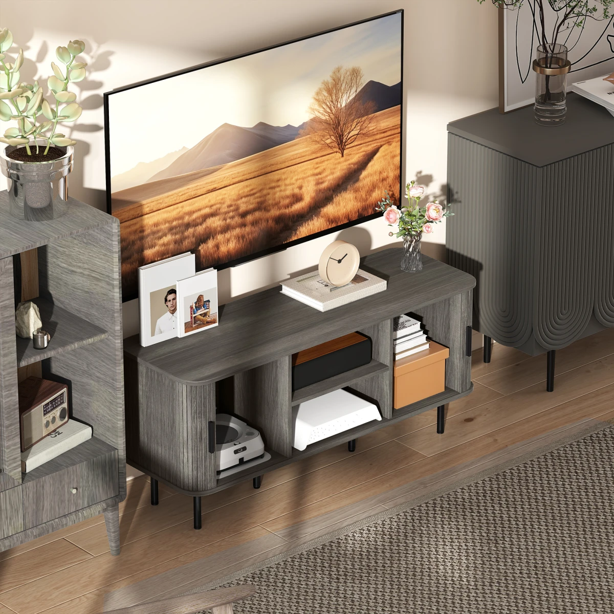 HOMCOM TV Stand Wide 140cm Cable Management Living Room by HOMCOM