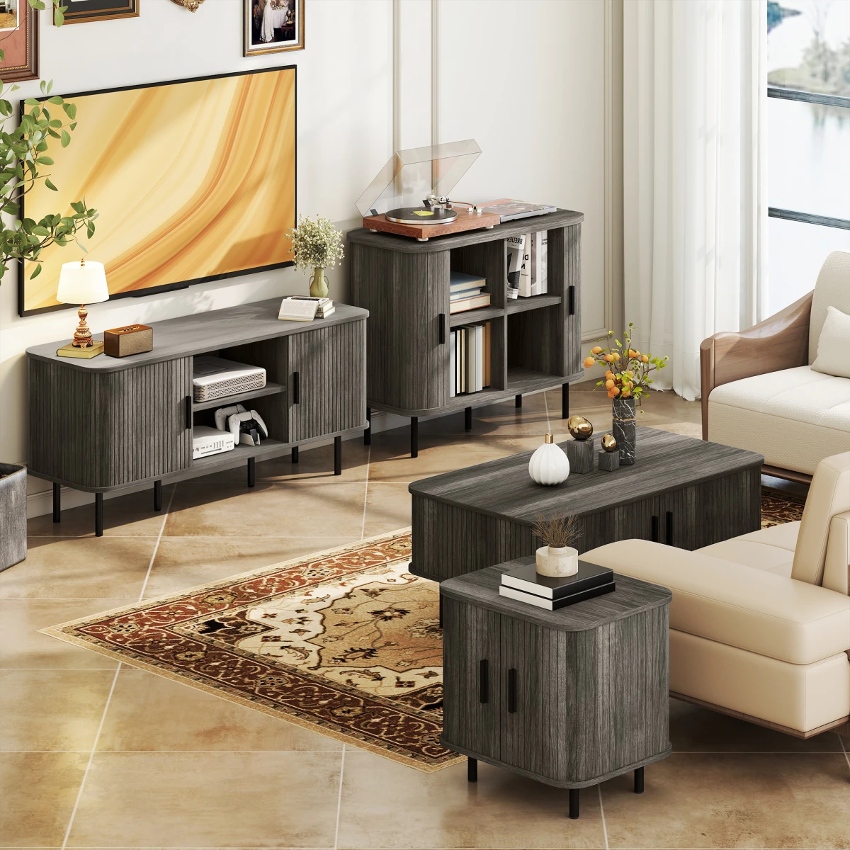HOMCOM TV Stand Wide 140cm Cable Management Living Room by HOMCOM