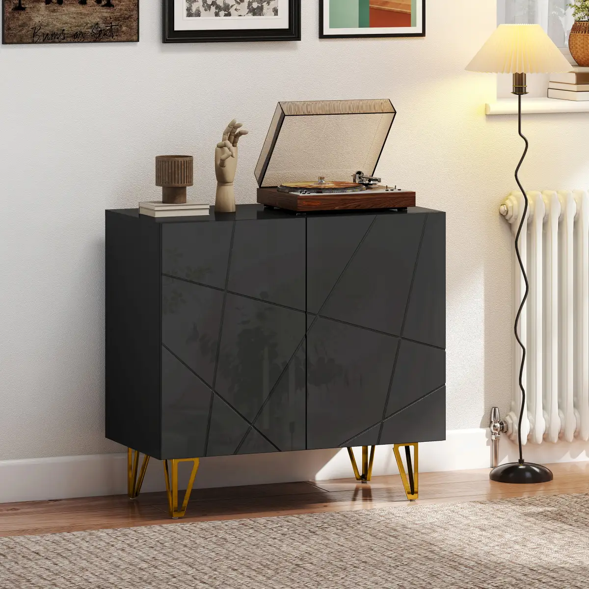 HOMCOM HOMCOM Storage Cabinet, Sideboard with Adjustable Shelf, Black - Sideboard