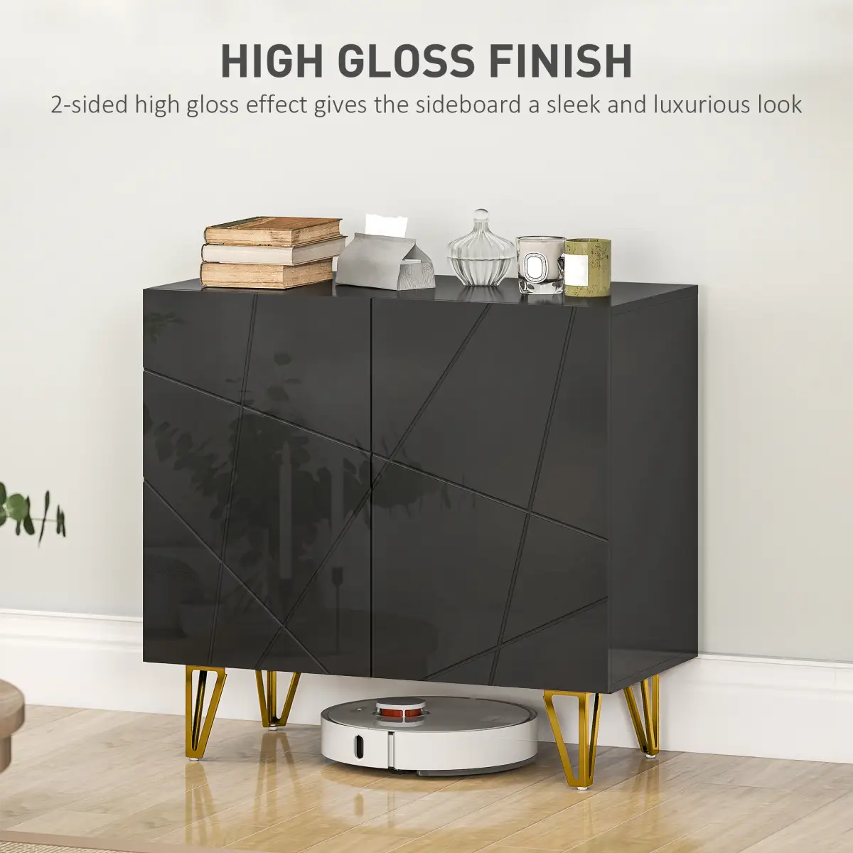 HOMCOM HOMCOM Storage Cabinet, Sideboard with Adjustable Shelf, Black - Sideboard