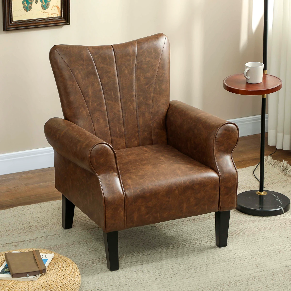 HOMCOM Upholstered Armchair 25cm Deep Wing Back Home by HOMCOM