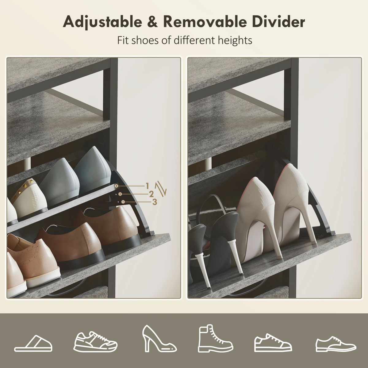HOMCOM Shoe Cabinet 4 Flip Drawers 12-20 Pairs by HOMCOM