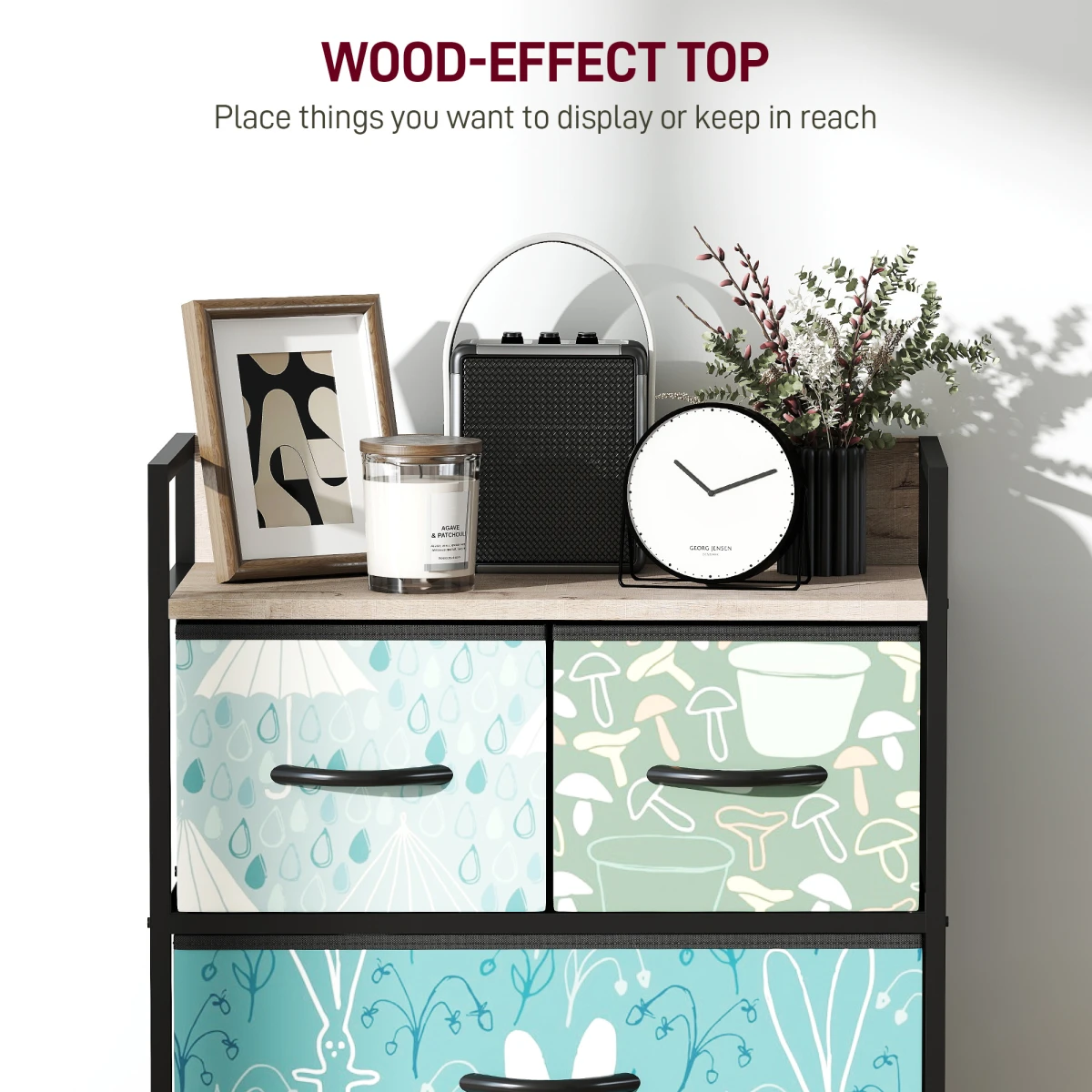 HOMCOM HOMCOM Fabric Dresser 8 Drawers Patterned Bedroom - Chest of Drawers