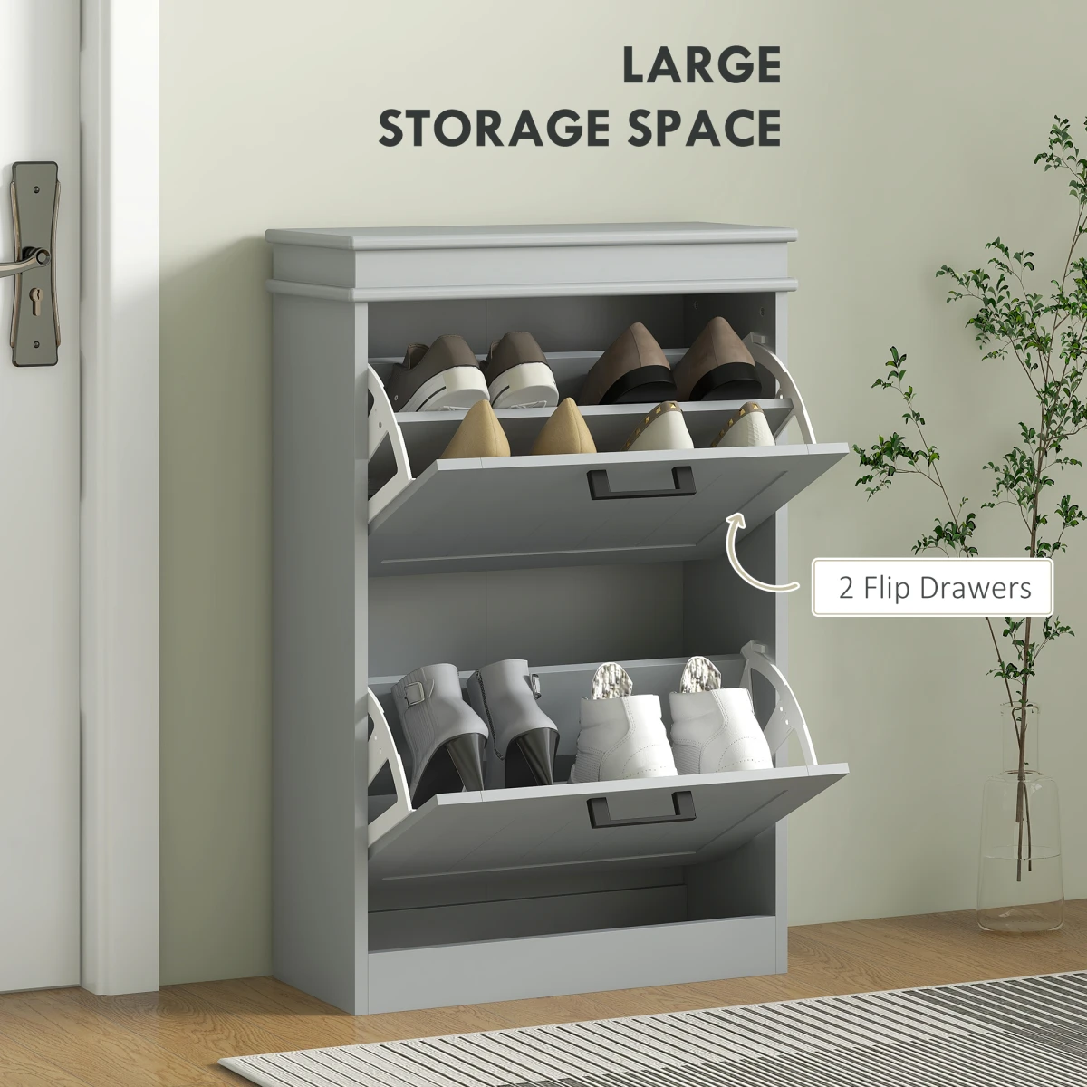 HOMCOM HOMCOM Slim Shoe Cabinet 10 Pairs Flip Drawers - Shoe Storage