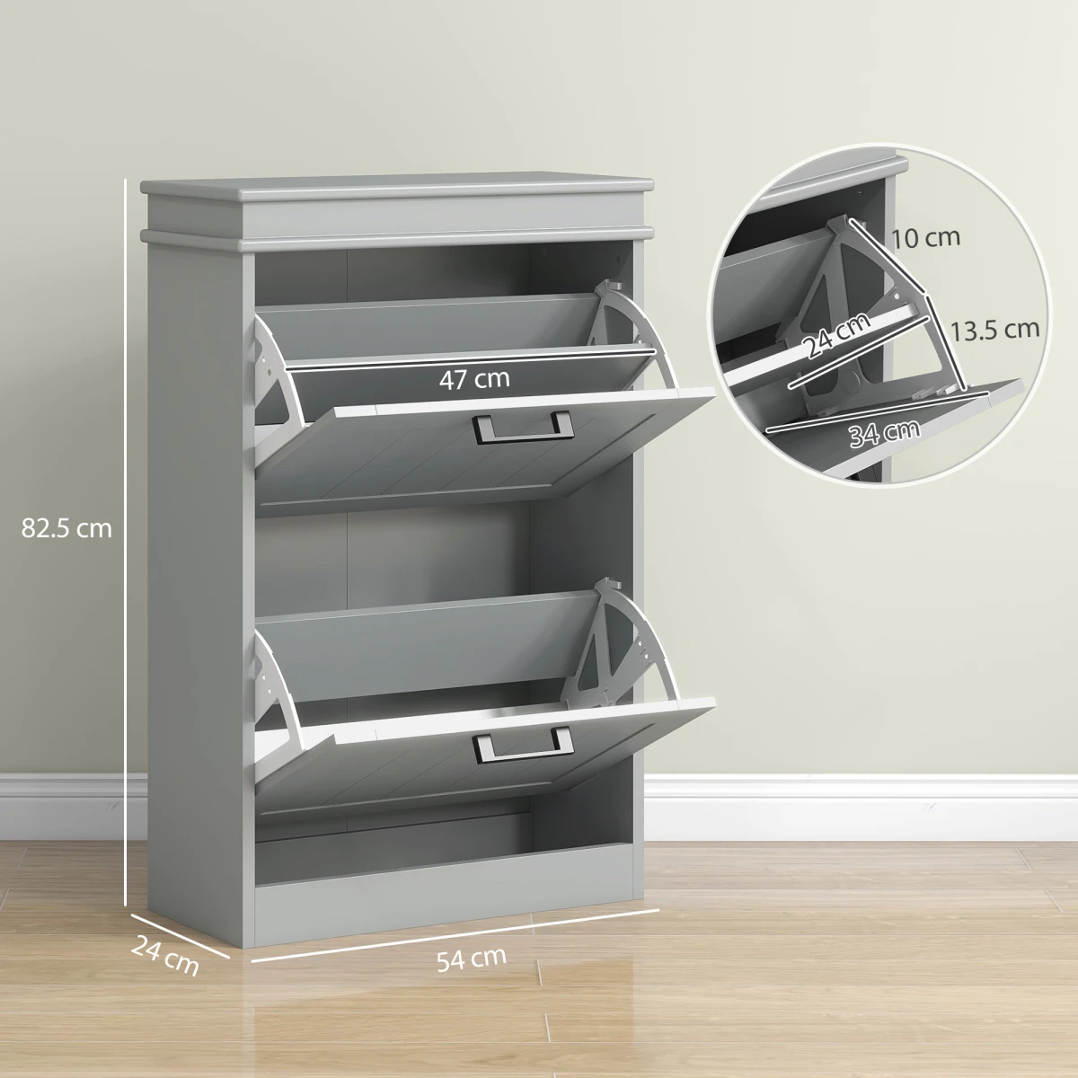 HOMCOM HOMCOM Slim Shoe Cabinet 10 Pairs Flip Drawers - Shoe Storage