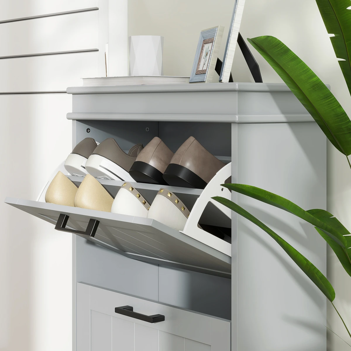 HOMCOM HOMCOM Slim Shoe Cabinet 10 Pairs Flip Drawers - Shoe Storage