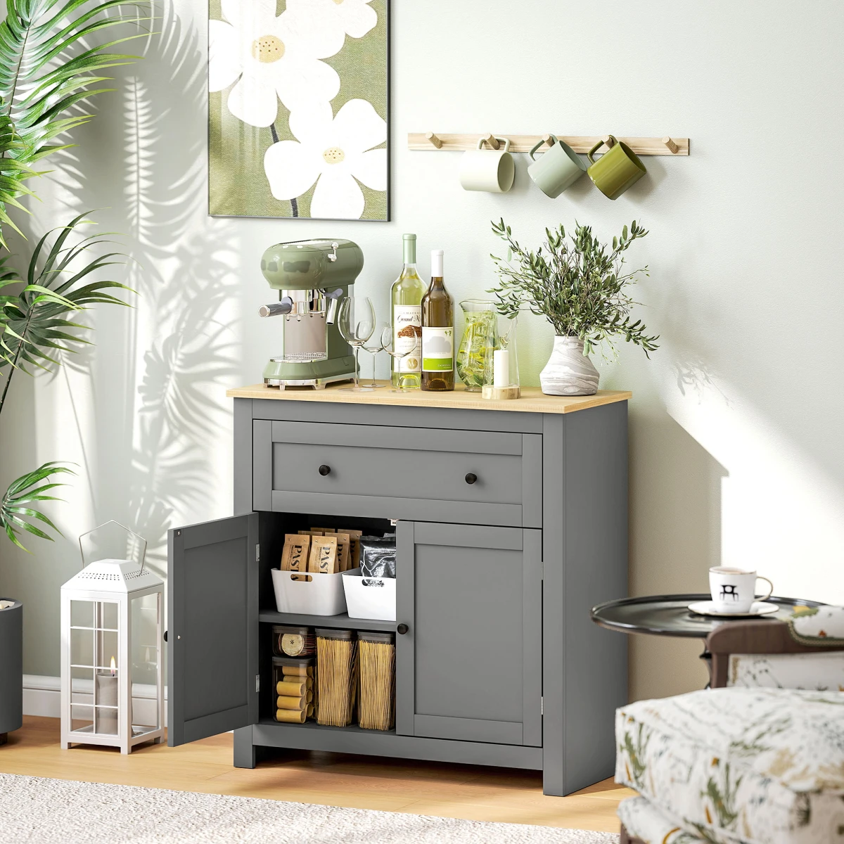 HOMCOM Sideboard Storage Cabinet Compact with Adjustable Shelves and Drawer for Living Room by HOMCOM