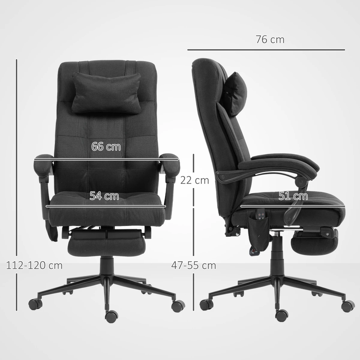 Vinsetto Vinsetto Massage Office Chair 112 120cm Six Modes Heat - Office Chair
