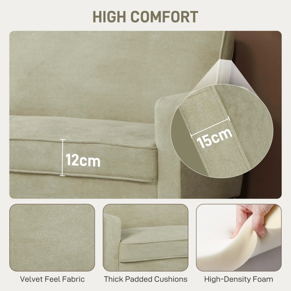 HOMCOM 2 Seater Sofa Compact Velvet Tufted For Small Spaces by HOMCOM