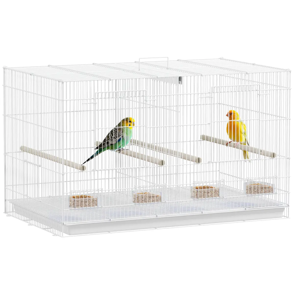 PawHut PawHut Bird Cage with Divider, 4 Wooden Perches, Slide Out Tray - Bird Cage