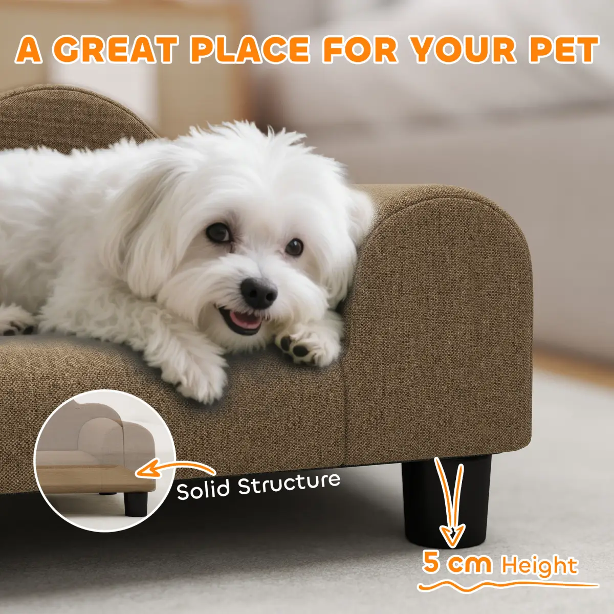 PawHut PawHut Dog Sofa Bed, Cat Sofa with Backrest, Armrest, for Small Dogs - Dog Beds