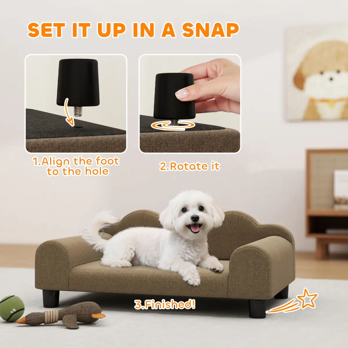 PawHut PawHut Dog Sofa Bed, Cat Sofa with Backrest, Armrest, for Small Dogs - Dog Beds