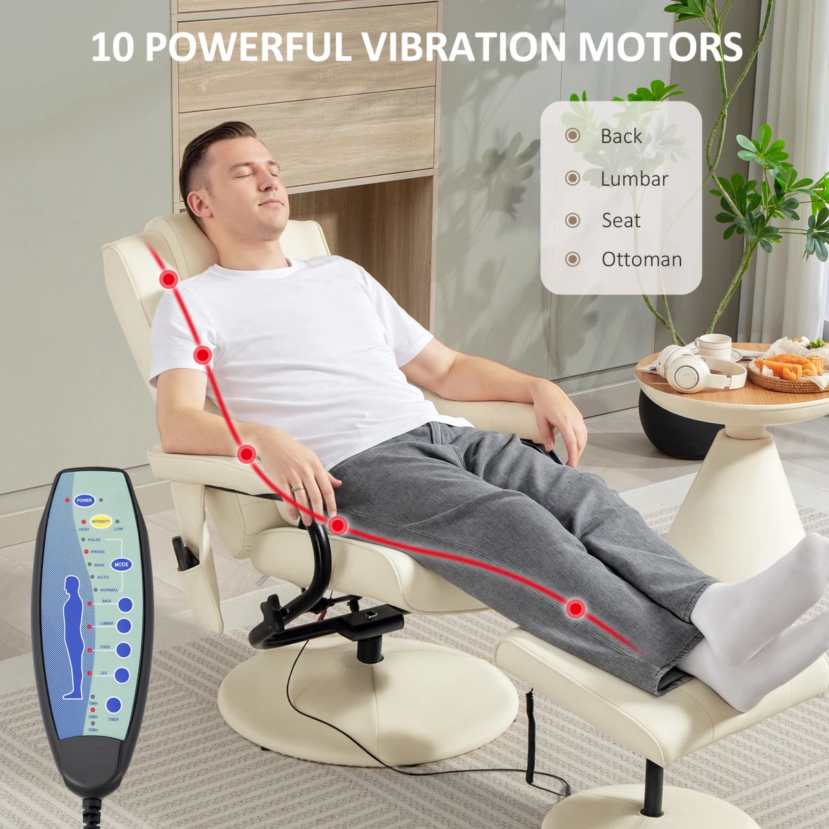 HOMCOM Massage Recliner Chair 10 Point Vibration Home Use by HOMCOM