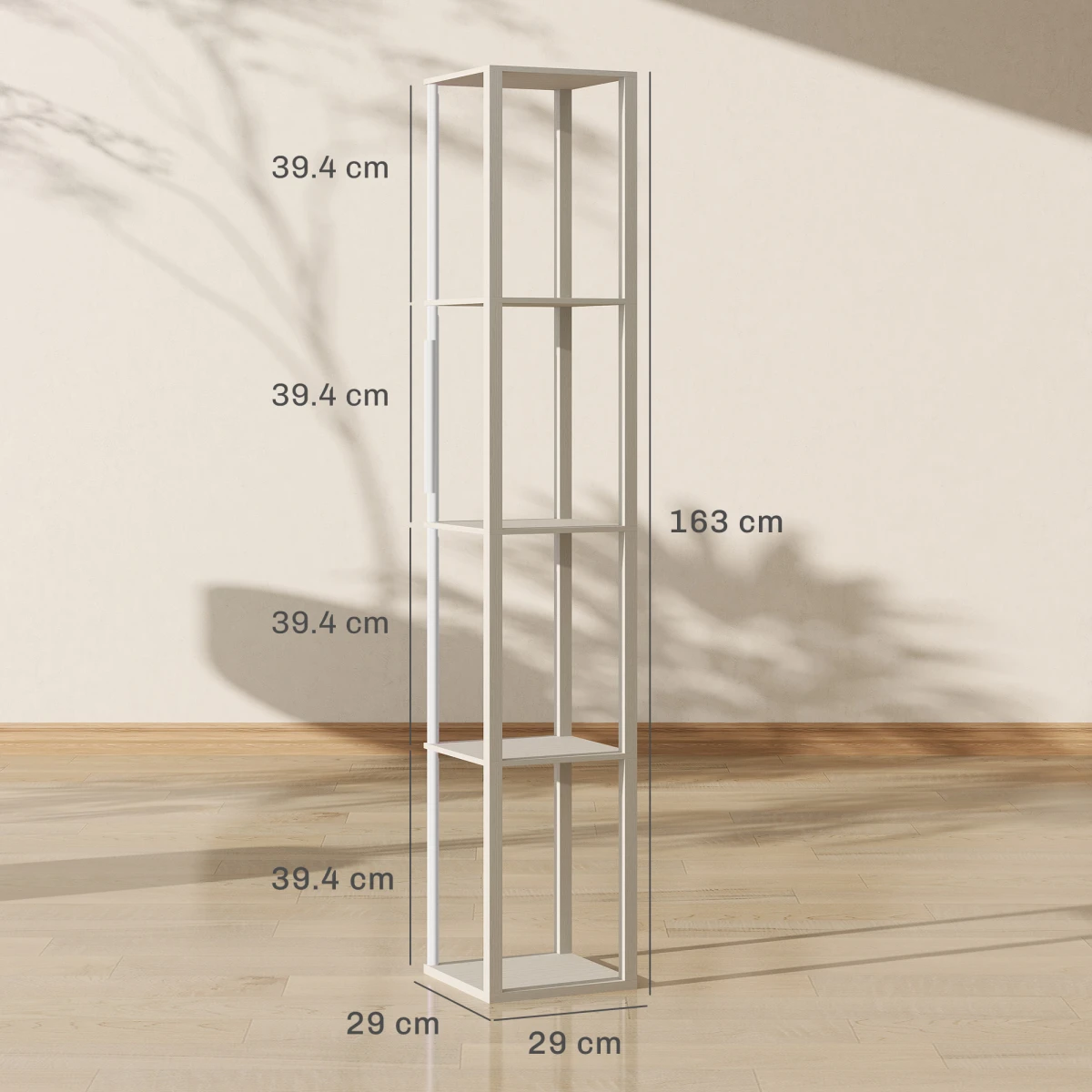 HOMCOM RGB LED Floor Lamp With Shelves 29L Remote Control Oak Finish Bedroom Decor by HOMCOM
