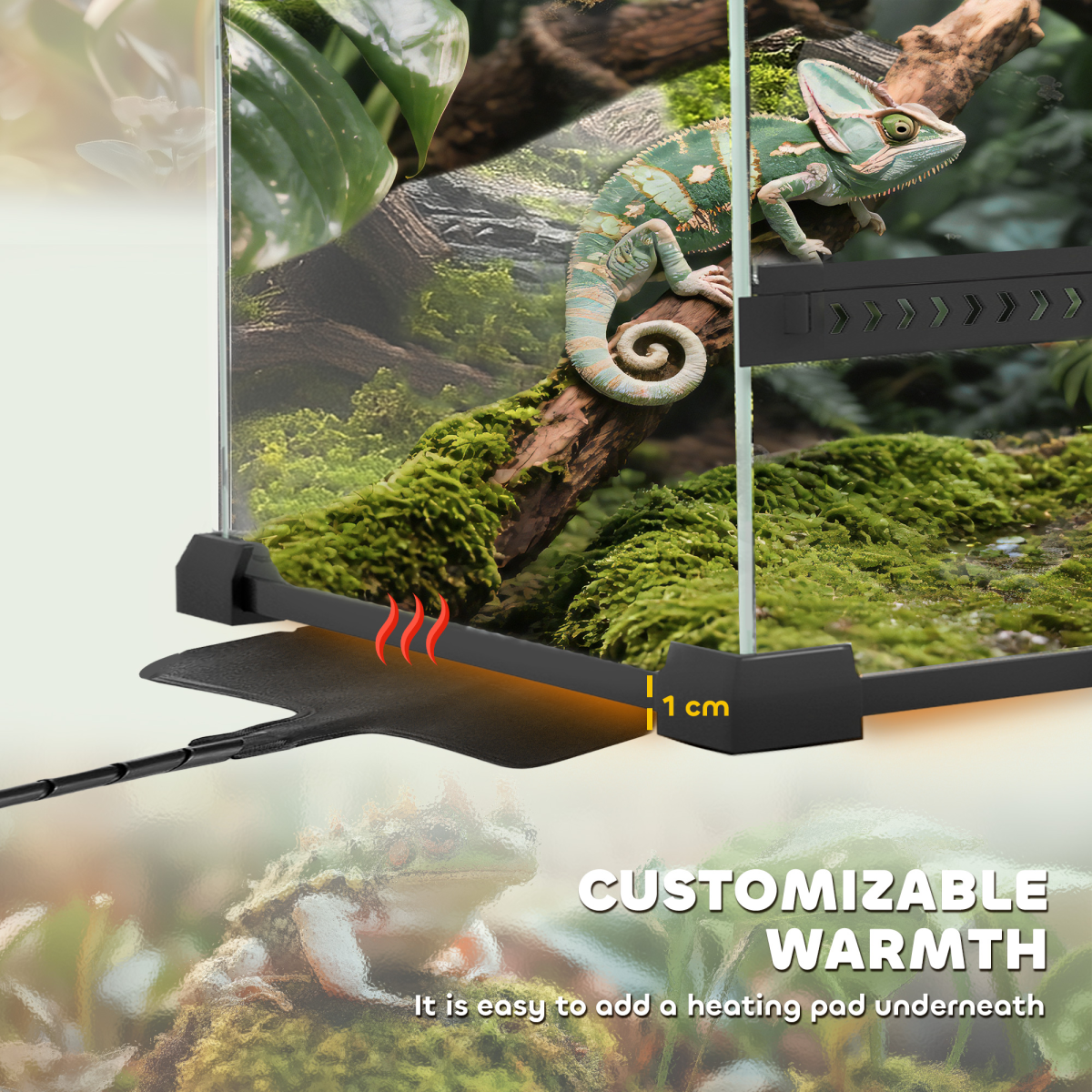 PawHut 10L Glass Terrarium, Reptile Vivarium with Stone Background - from PawHut