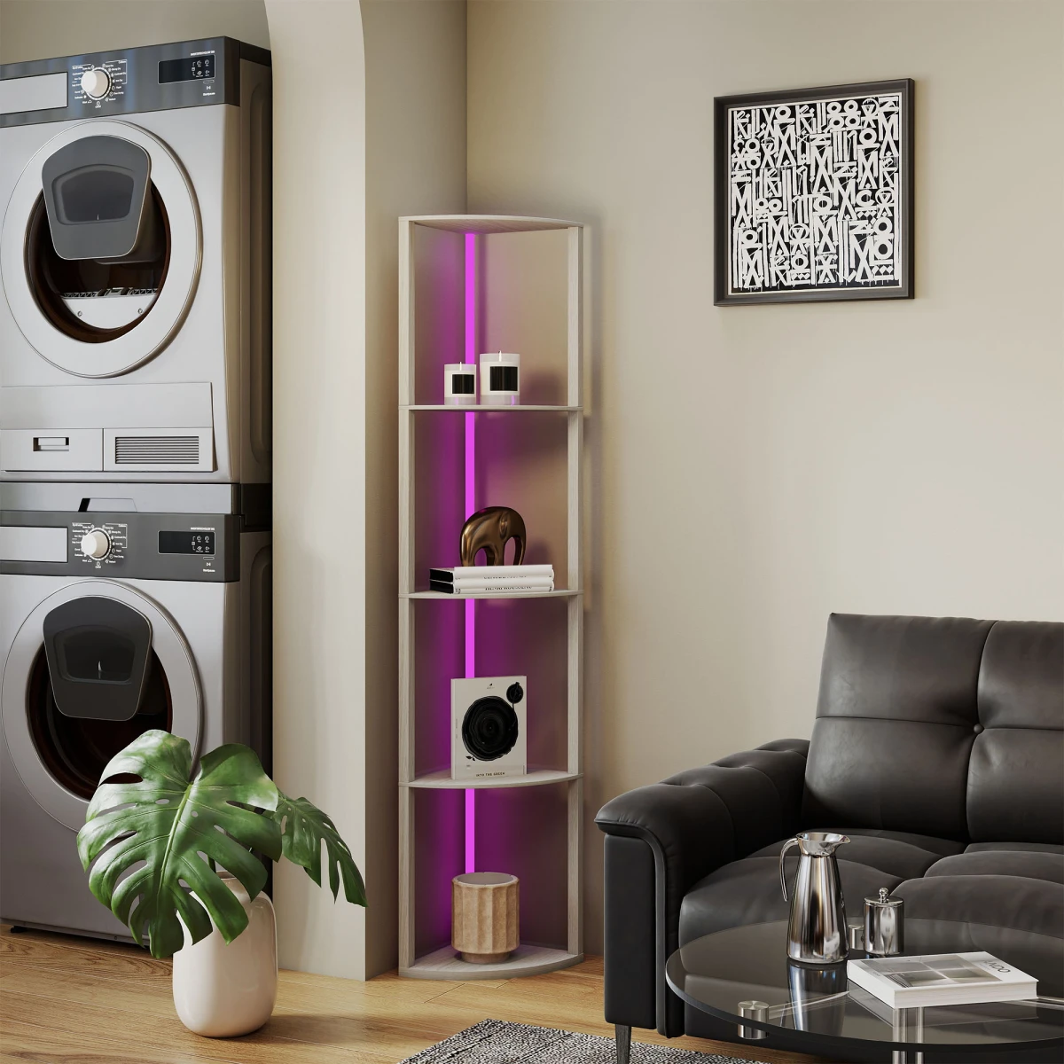 HOMCOM HOMCOM LED Floor Lamp Shelves 5-Tier RGB RC Corner - Lamp