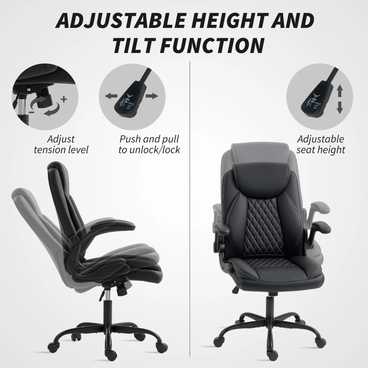 HOMCOM HOMCOM Office Chair 46-54cm Thick Cushion Office - Office Chair