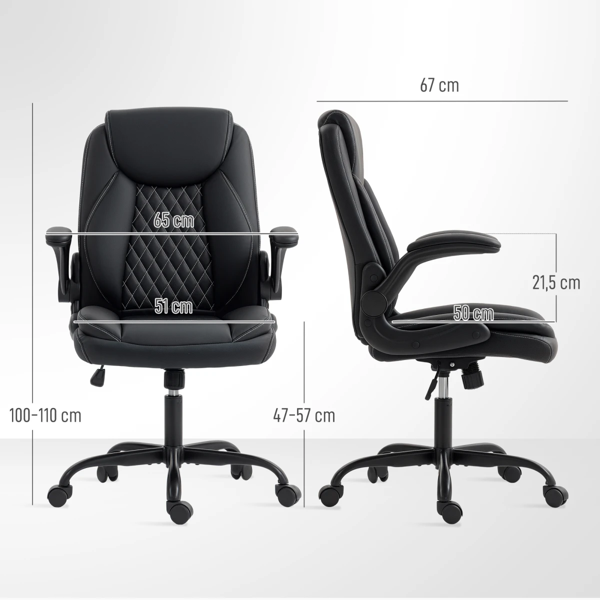 HOMCOM HOMCOM Office Chair 46-54cm Thick Cushion Office - Office Chair