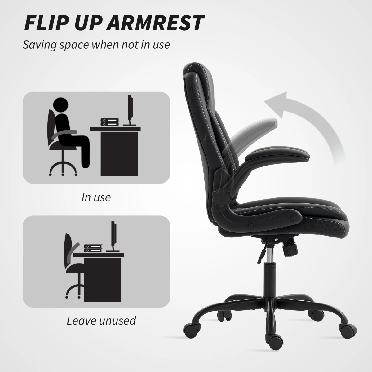 HOMCOM HOMCOM Office Chair 46-54cm Thick Cushion Office - Office Chair
