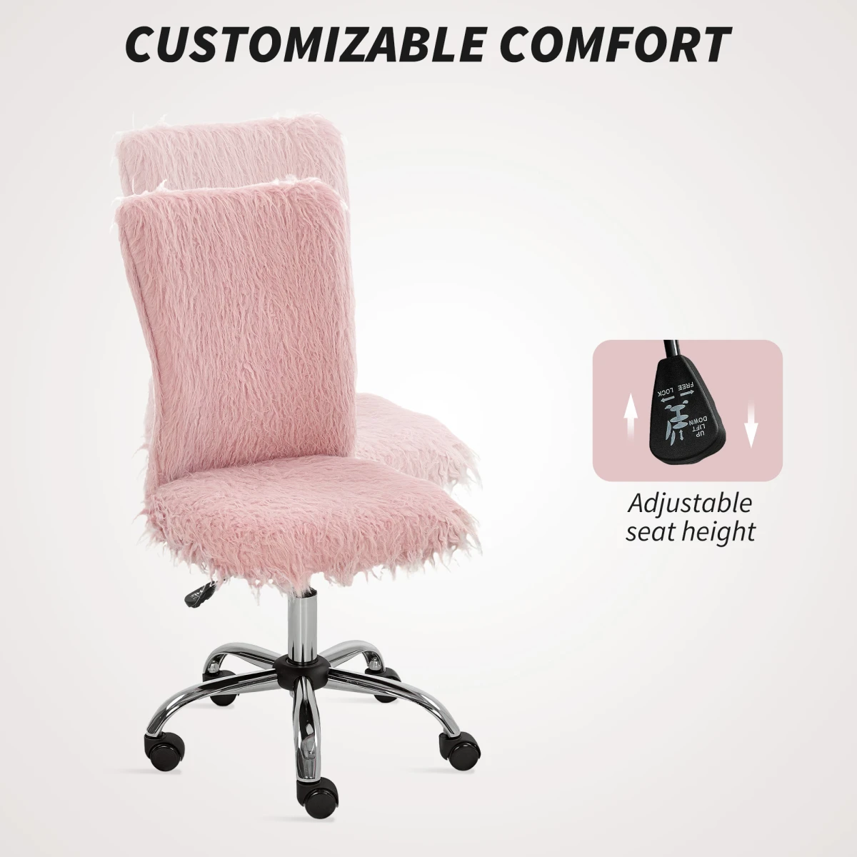 HOMCOM HOMCOM Armless Makeup Vanity Chair 360Swivel Home - Office Chair