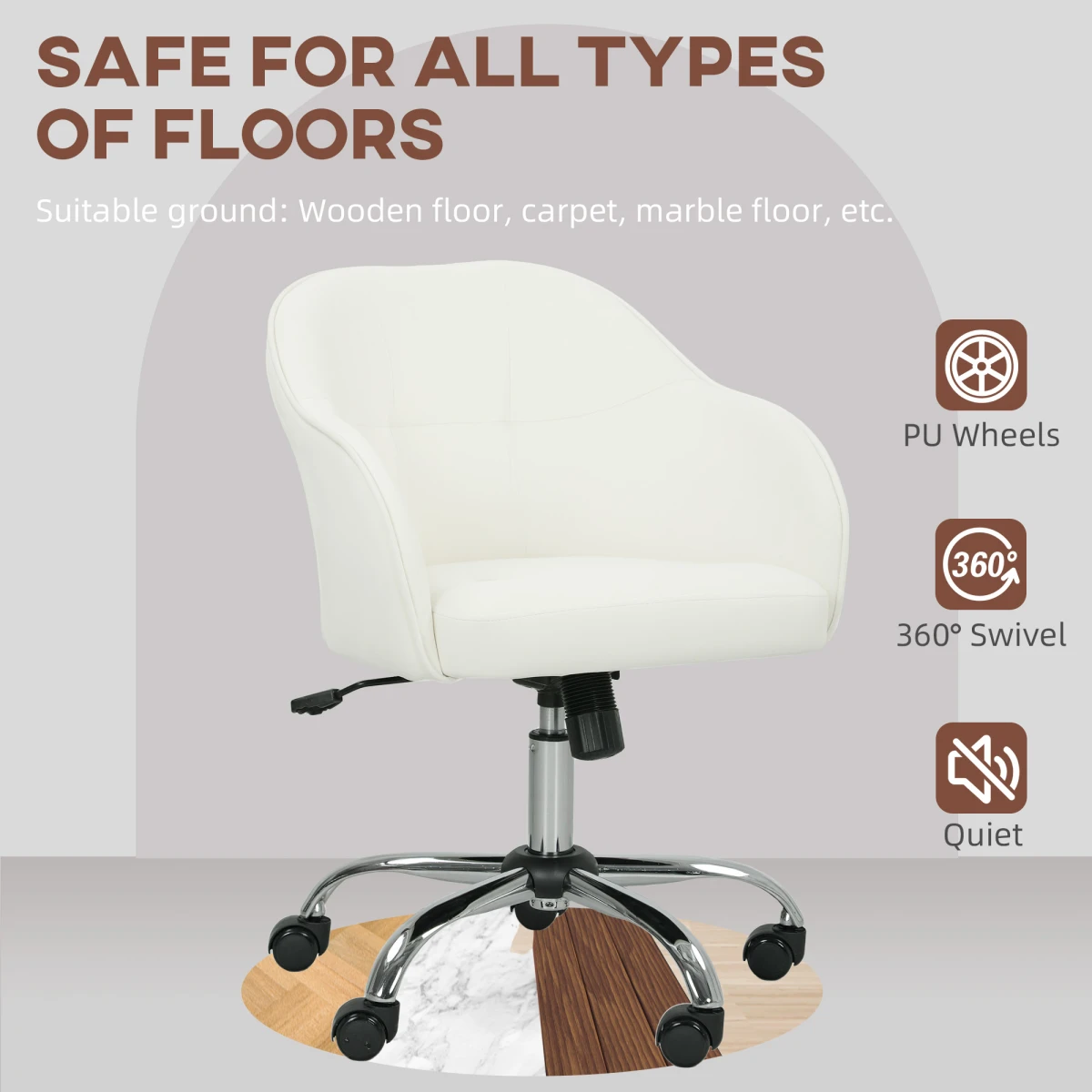 HOMCOM HOMCOM Velvet Vanity Chair 46-56cm Adjustable Desk - Office Chair
