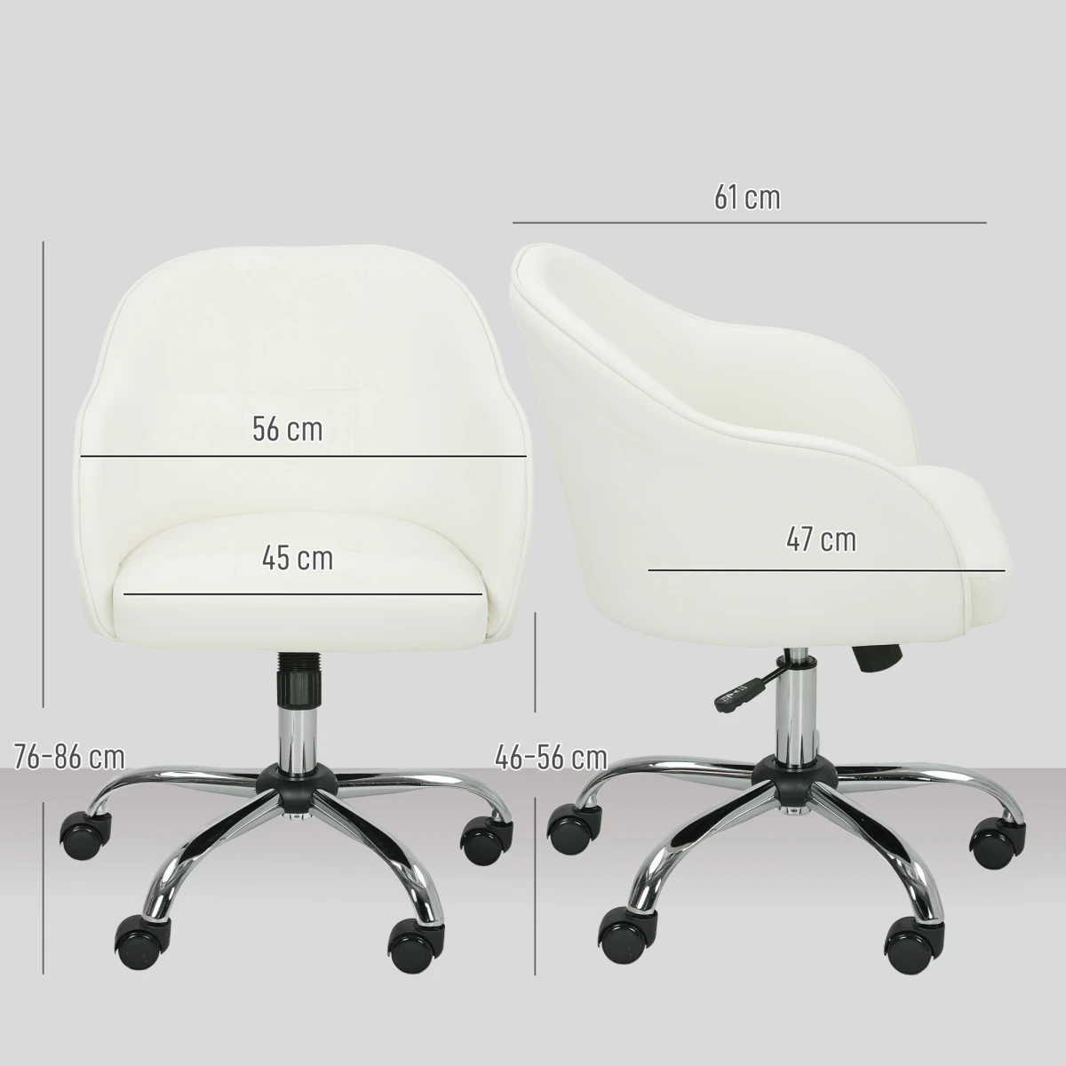HOMCOM HOMCOM Velvet Vanity Chair 46-56cm Adjustable Desk - Office Chair