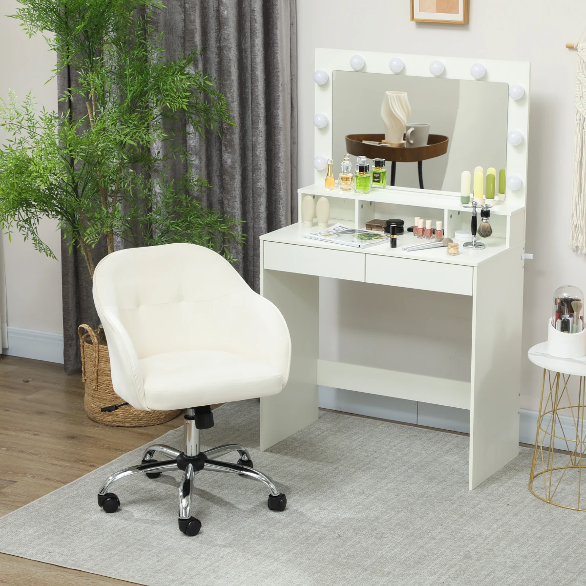HOMCOM HOMCOM Velvet Vanity Chair 46-56cm Adjustable Desk - Office Chair