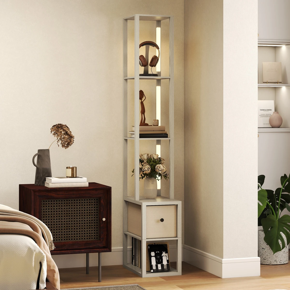 HOMCOM HOMCOM Floor Lamp Tall LED Storage Reading - Lamp