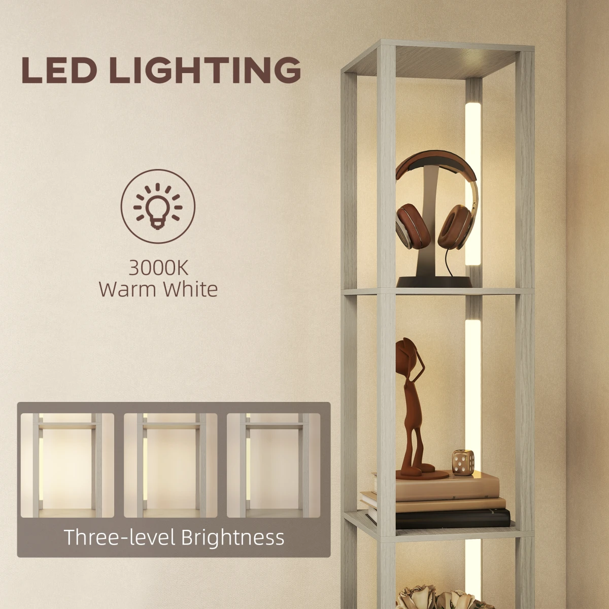 HOMCOM HOMCOM Floor Lamp Tall LED Storage Reading - Lamp