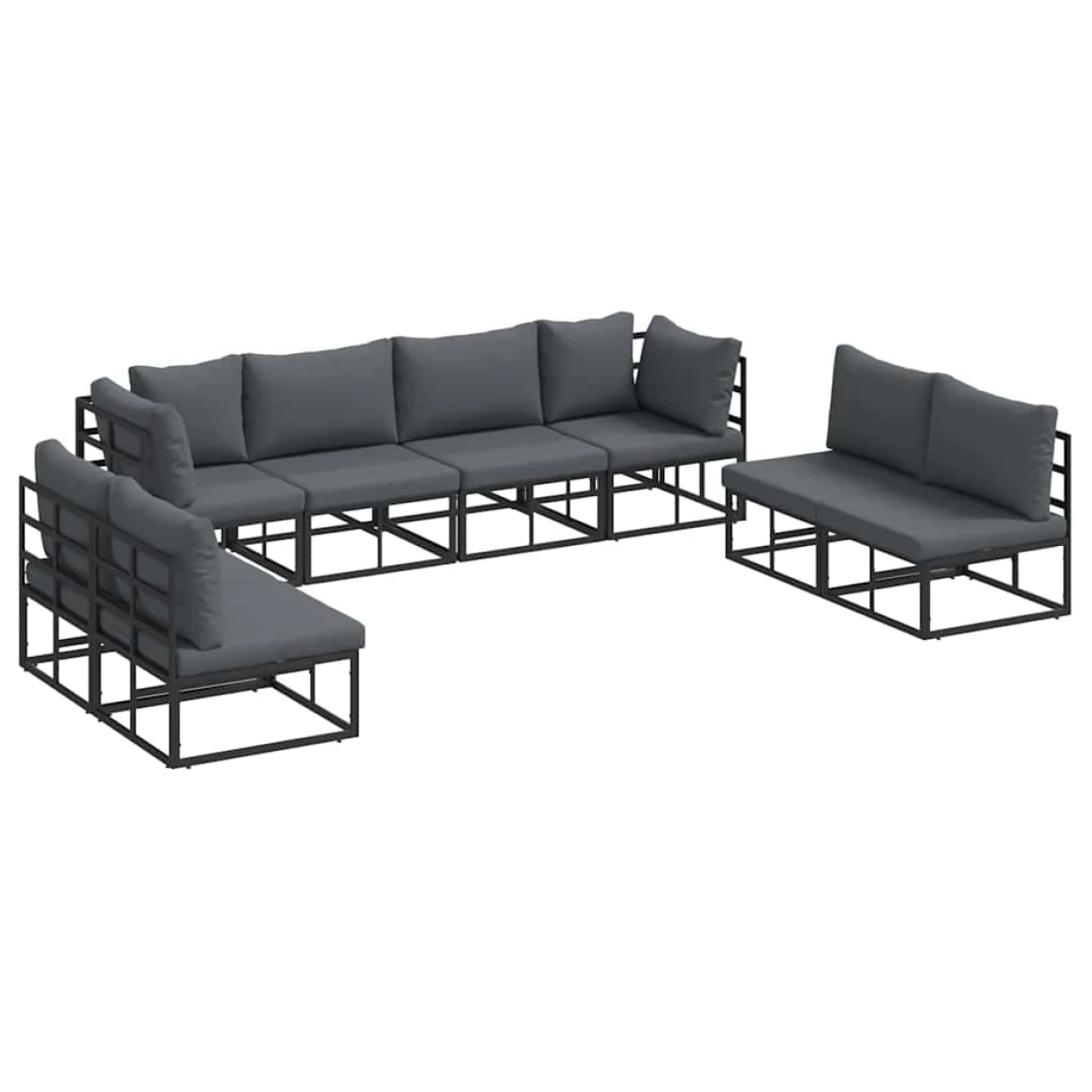 vidaXL Garden Sofa Set 8-Pc Modular Outdoor Black by vidaXL