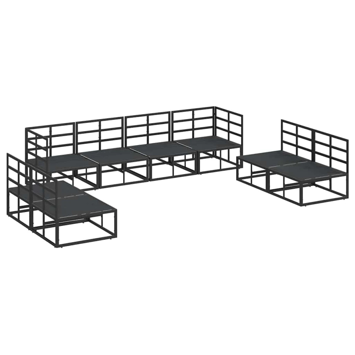 vidaXL Garden Sofa Set 8-Pc Modular Outdoor Black by vidaXL