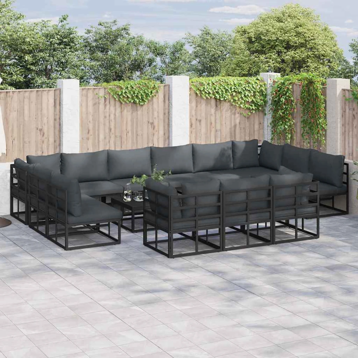 vidaXL Sofa Set 13pc Modular Cushions Patio by vidaXL