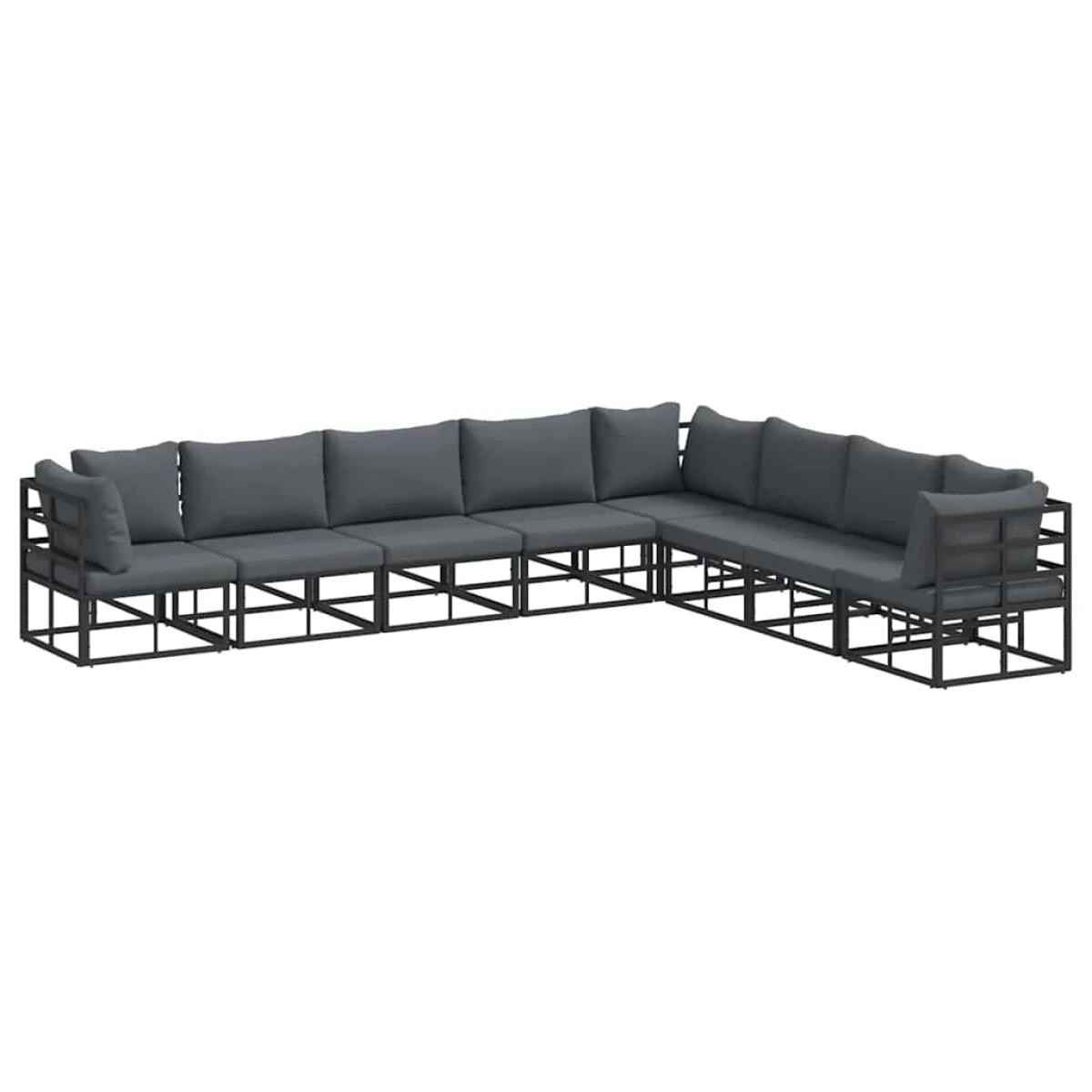 VidaXL Sofa Set 8Pc Modular Black Aluminium Patio by vidaXL