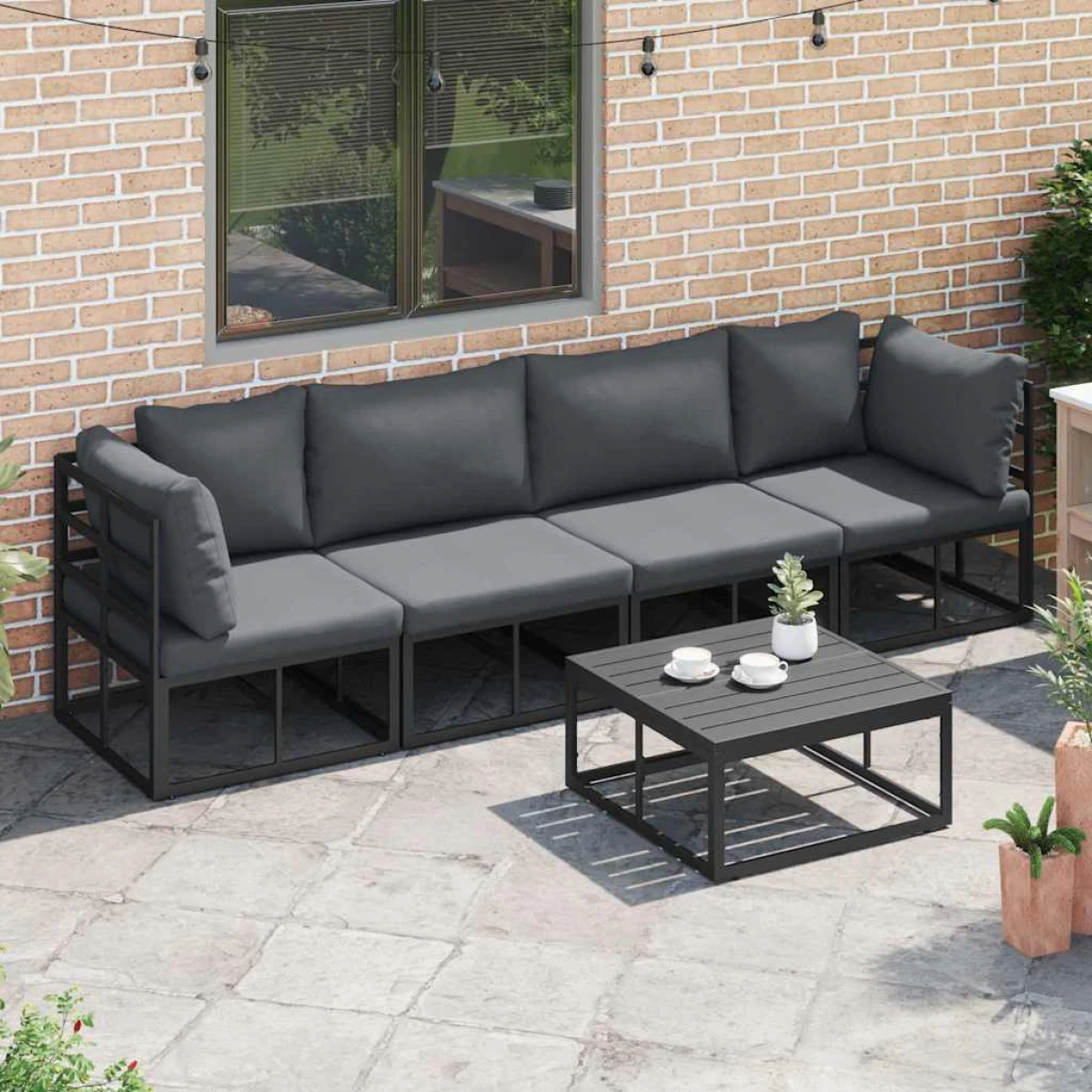 vidaXL vidaXL Garden Sofa Set 4-Pcs Cushioned Outdoor - Garden Sofa Sets
