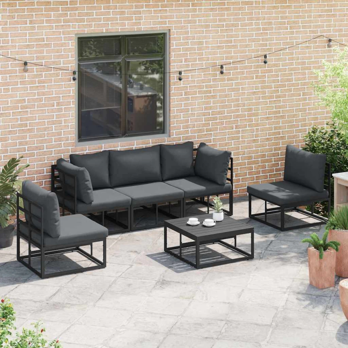 vidaXL Garden Sofa Set 5pc Cushioned Aluminium by vidaXL