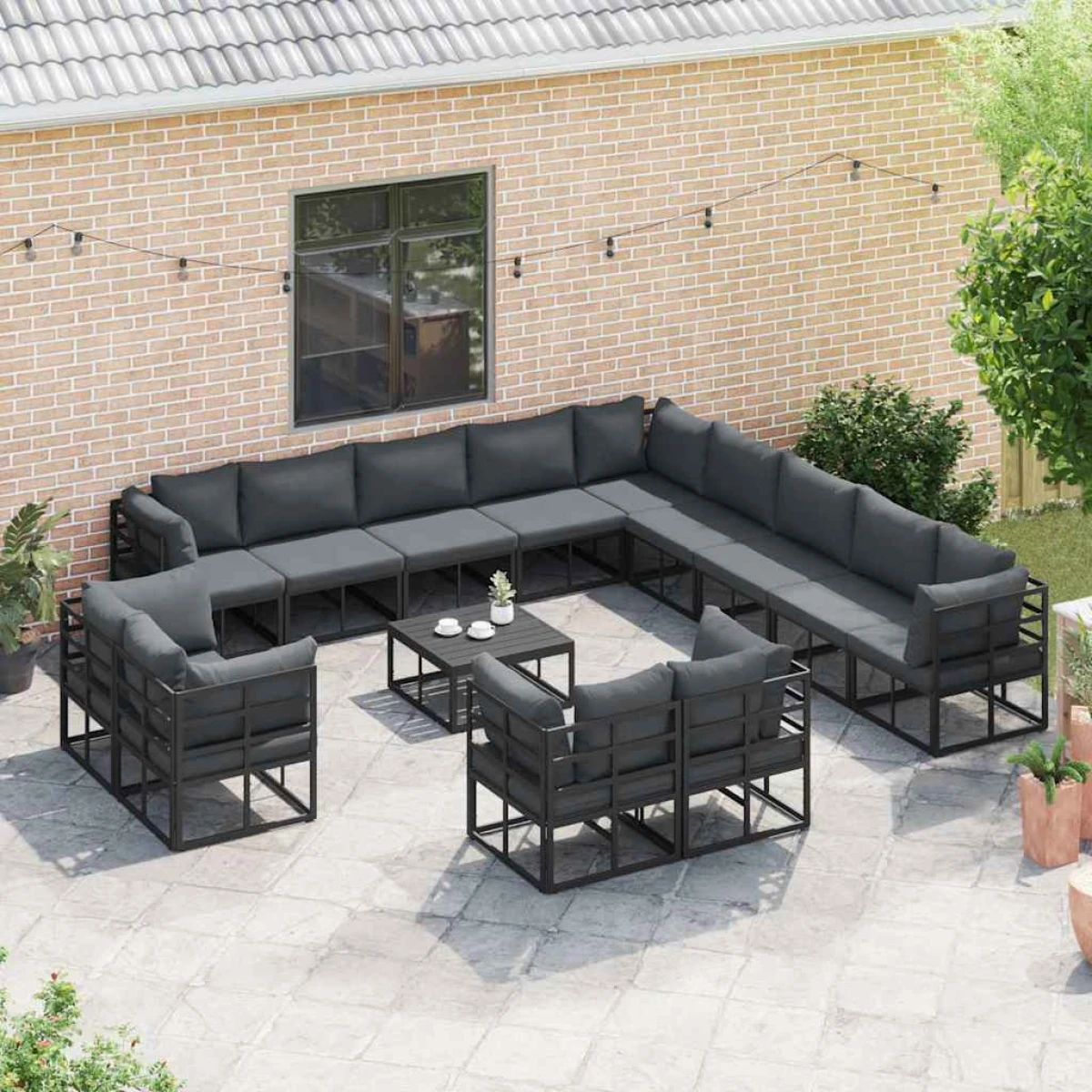 vidaXL vidaXL Garden Sofa Set 13P Modular Aluminum Patio - Garden Sofa Sets