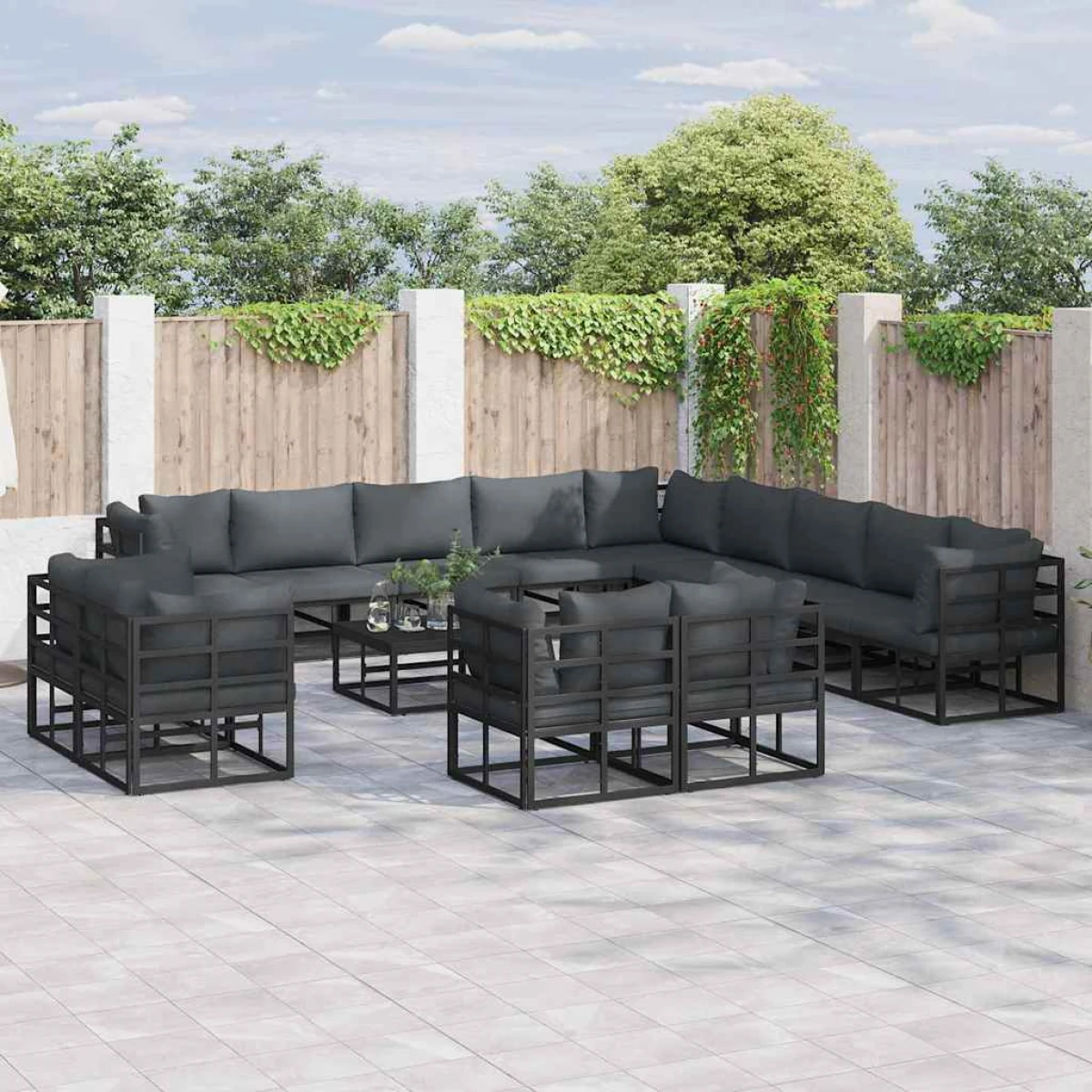 vidaXL vidaXL Garden Sofa Set 13P Modular Aluminum Patio - Garden Sofa Sets