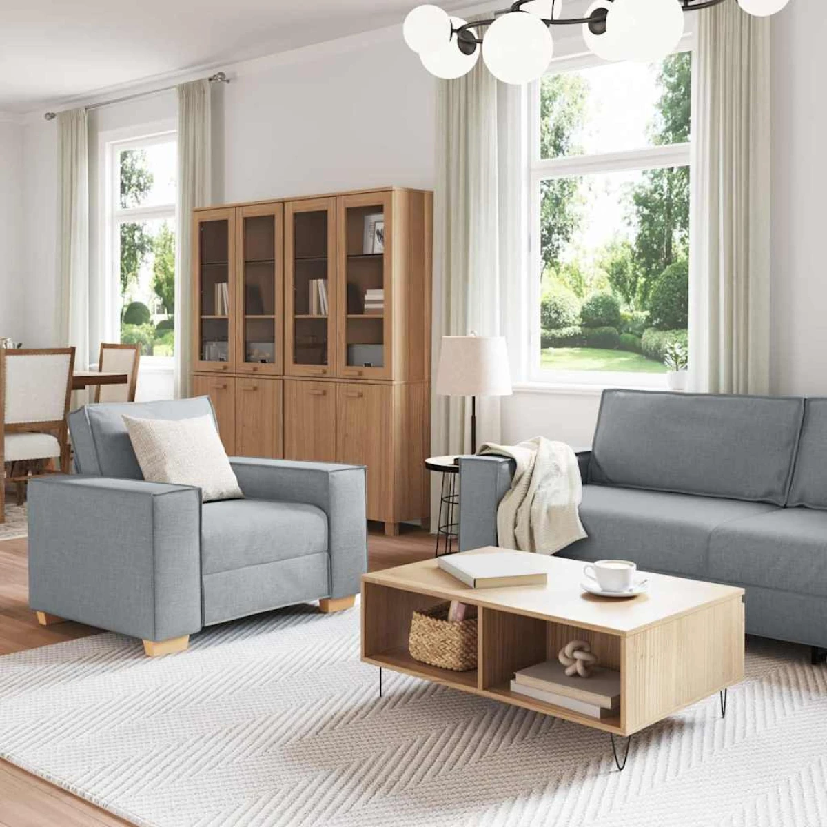 VidaXL Sofa Set 220x78x84 cm Three Piece Soft Cushions Home by vidaXL