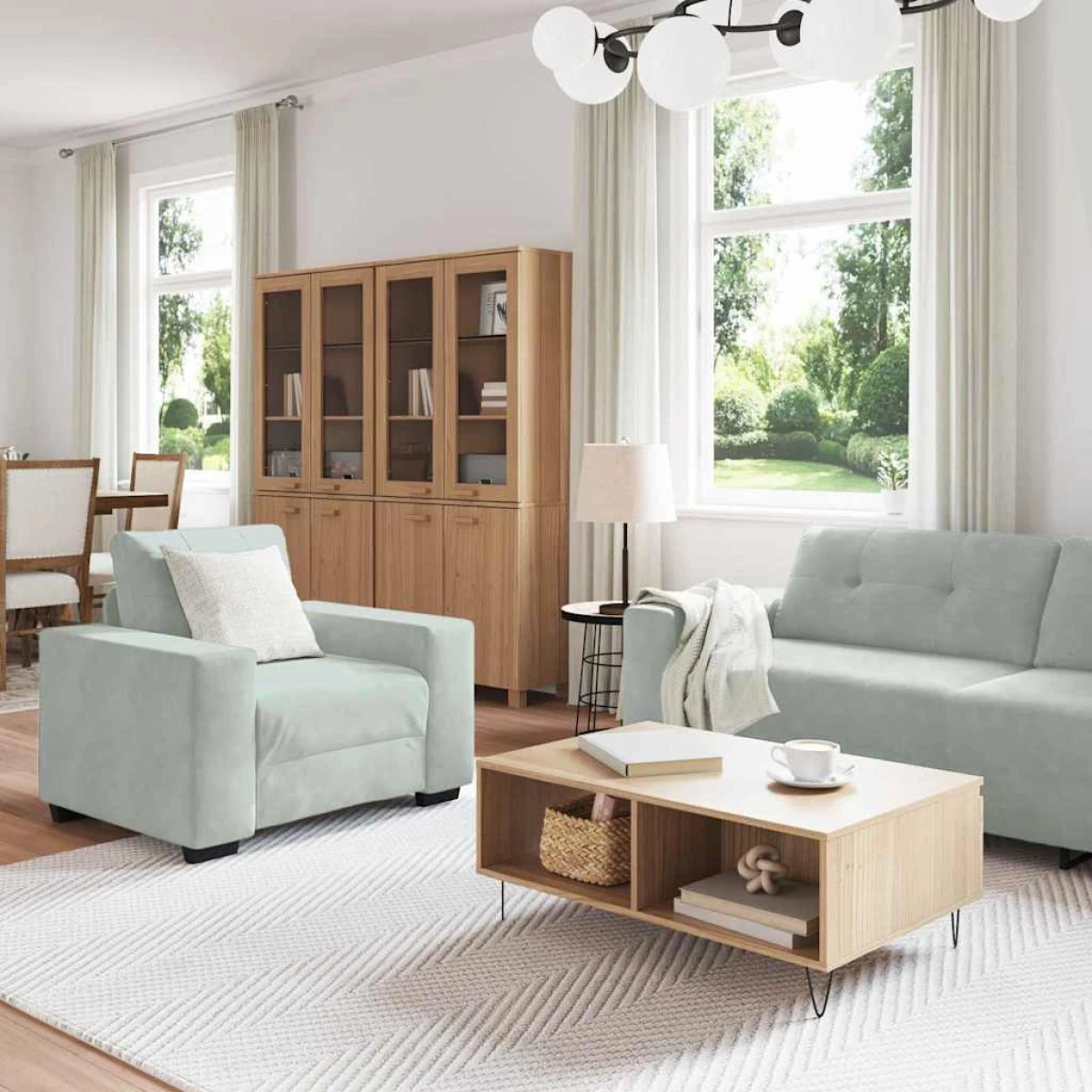VidaXL Sofa Set 221x78x80 Cm Velvet For Living Room by vidaXL