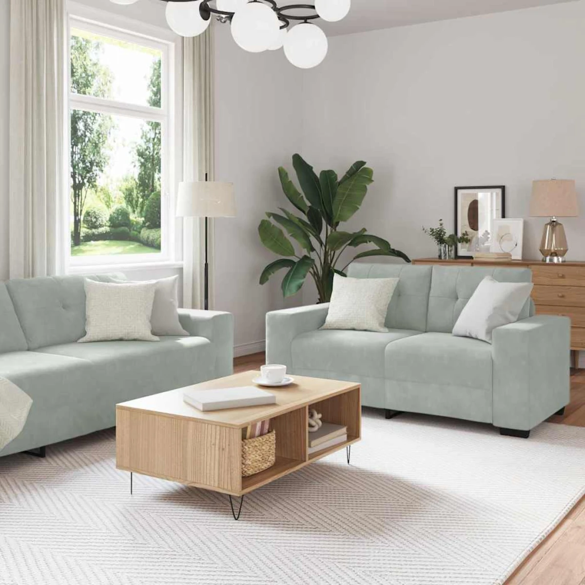 vidaXL VidaXL Sofa Set 221x78x80 Cm Velvet For Living Room - Sofa