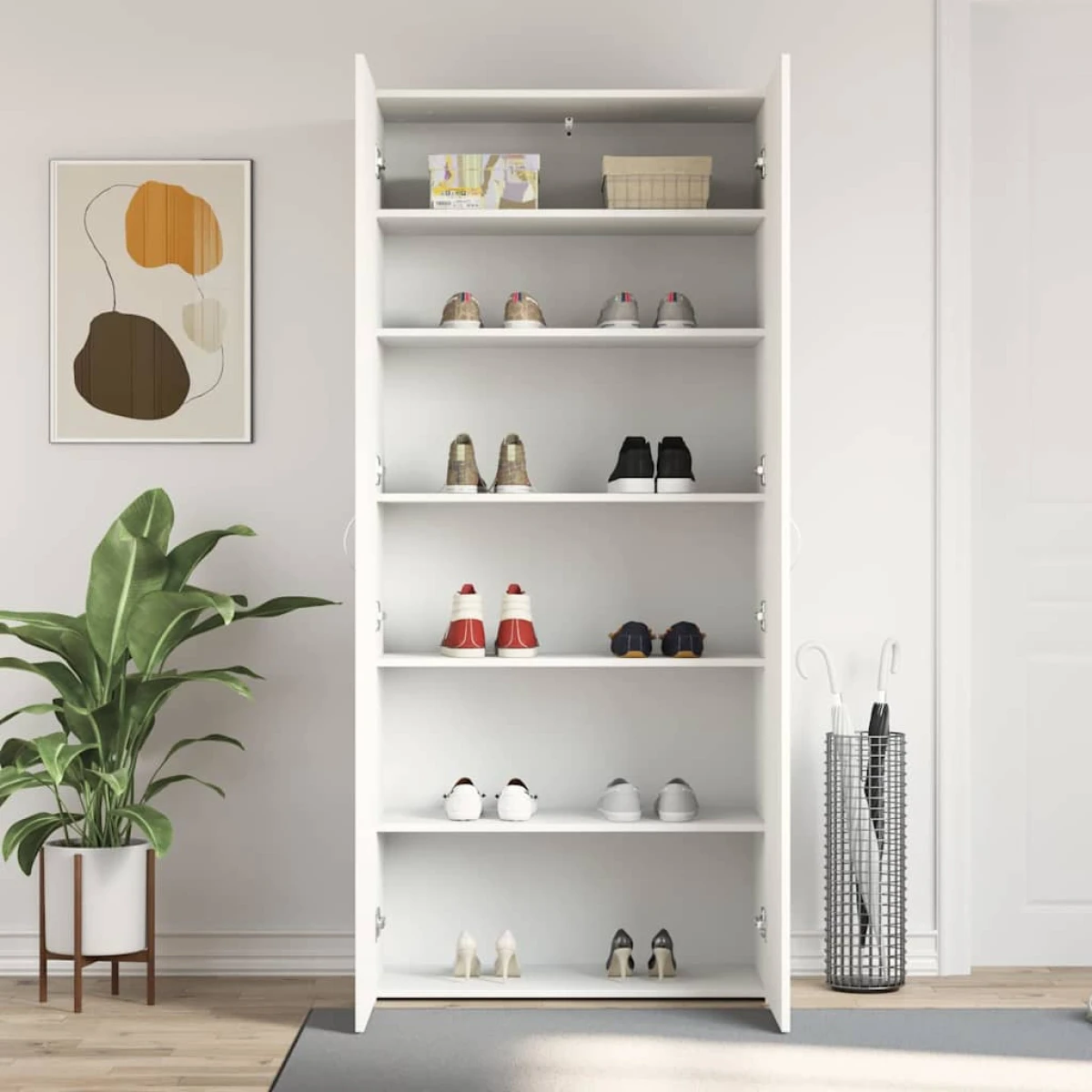 VidaXL Shoe Cabinet 80 x 35.5 x 180 cm With Door Engineered Wood Entryway Storage by vidaXL