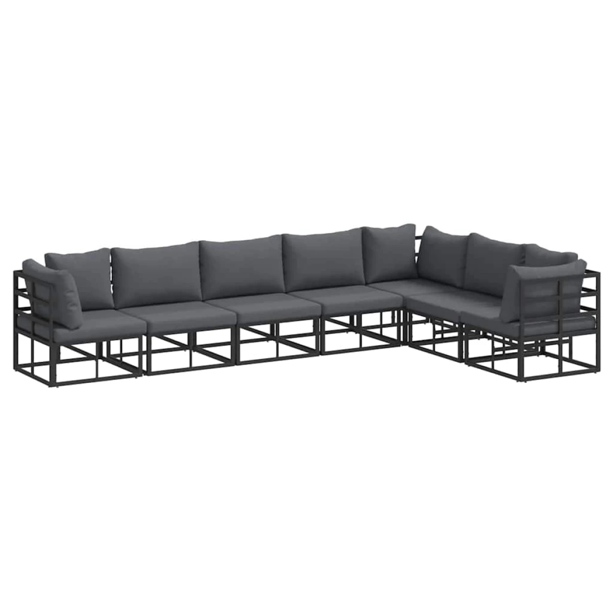 VidaXL Outdoor Sofa Set 7-Pcs Black Aluminium by vidaXL