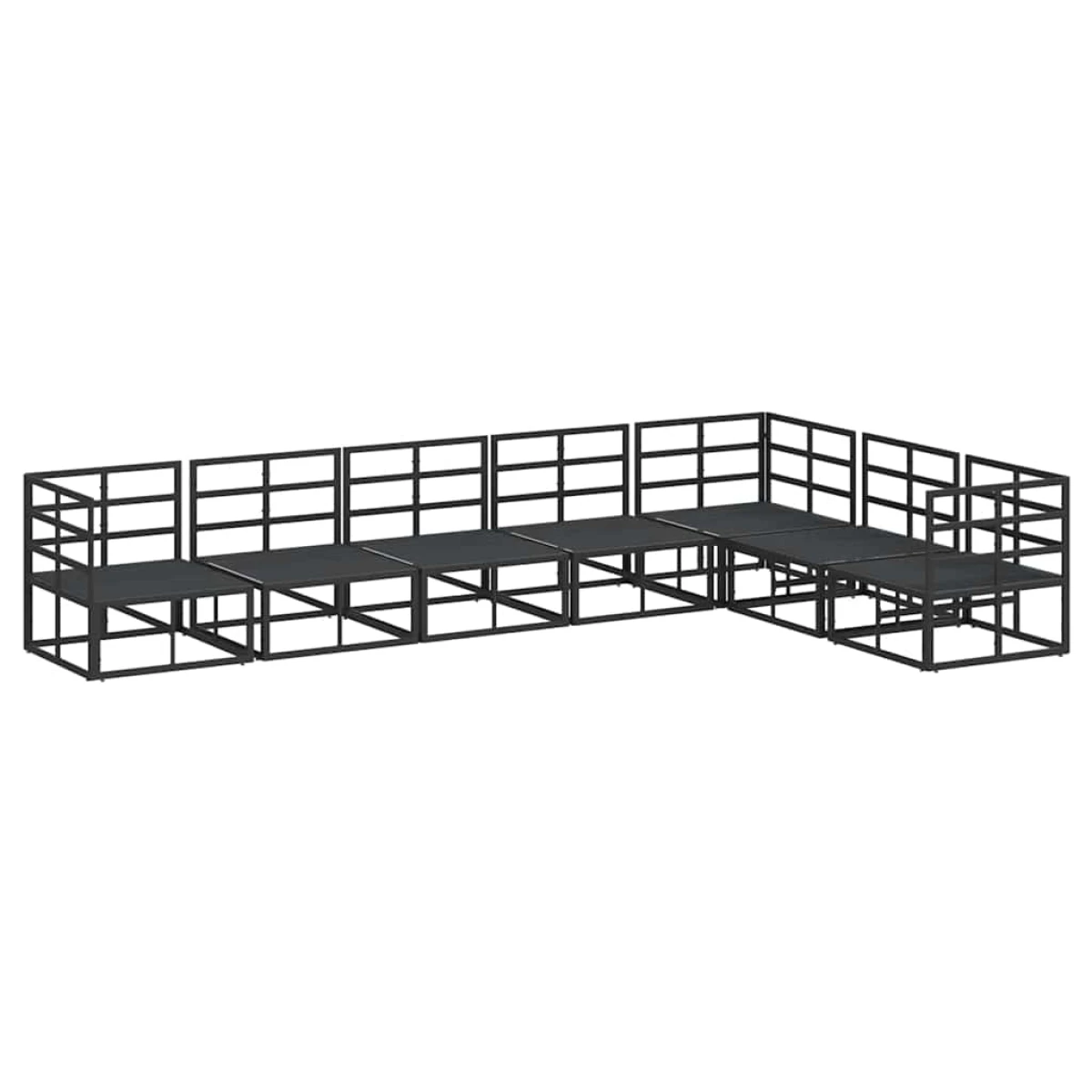vidaXL VidaXL Outdoor Sofa Set 7-Pcs Black Aluminium - Garden Sofa Sets