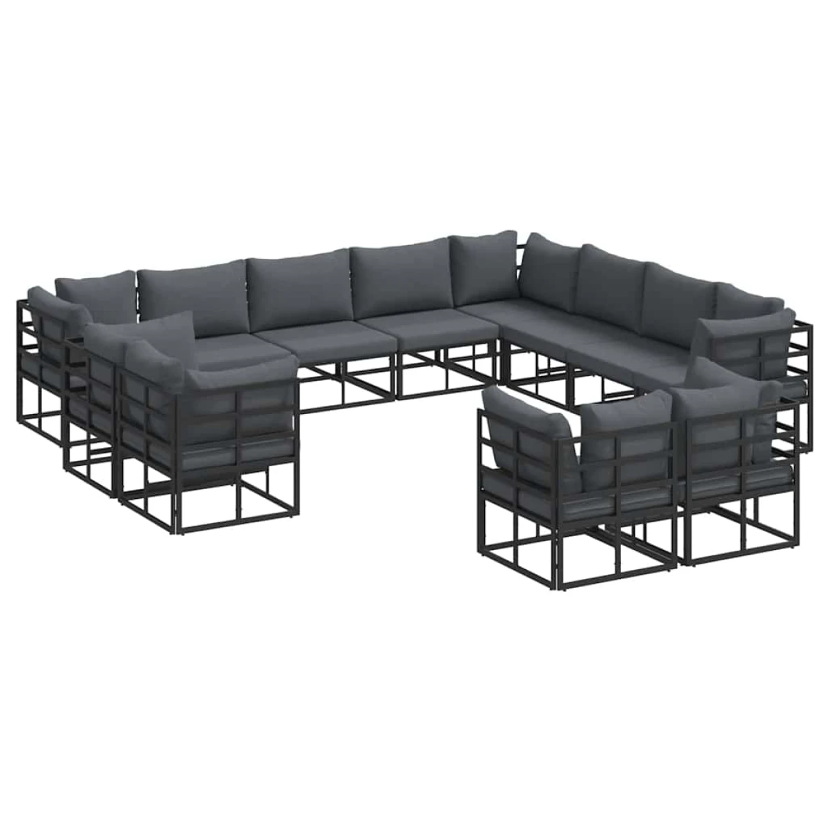 vidaXL vidaXL Garden Set 12Pc Aluminum Cushioned Outdoor - Garden Sofa Sets