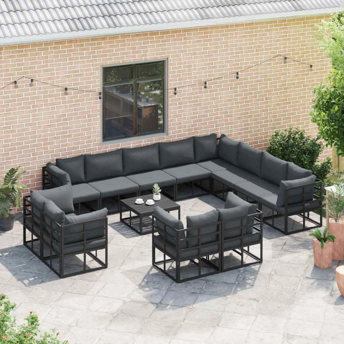 vidaXL vidaXL Garden Set 12Pc Aluminum Cushioned Outdoor - Garden Sofa Sets