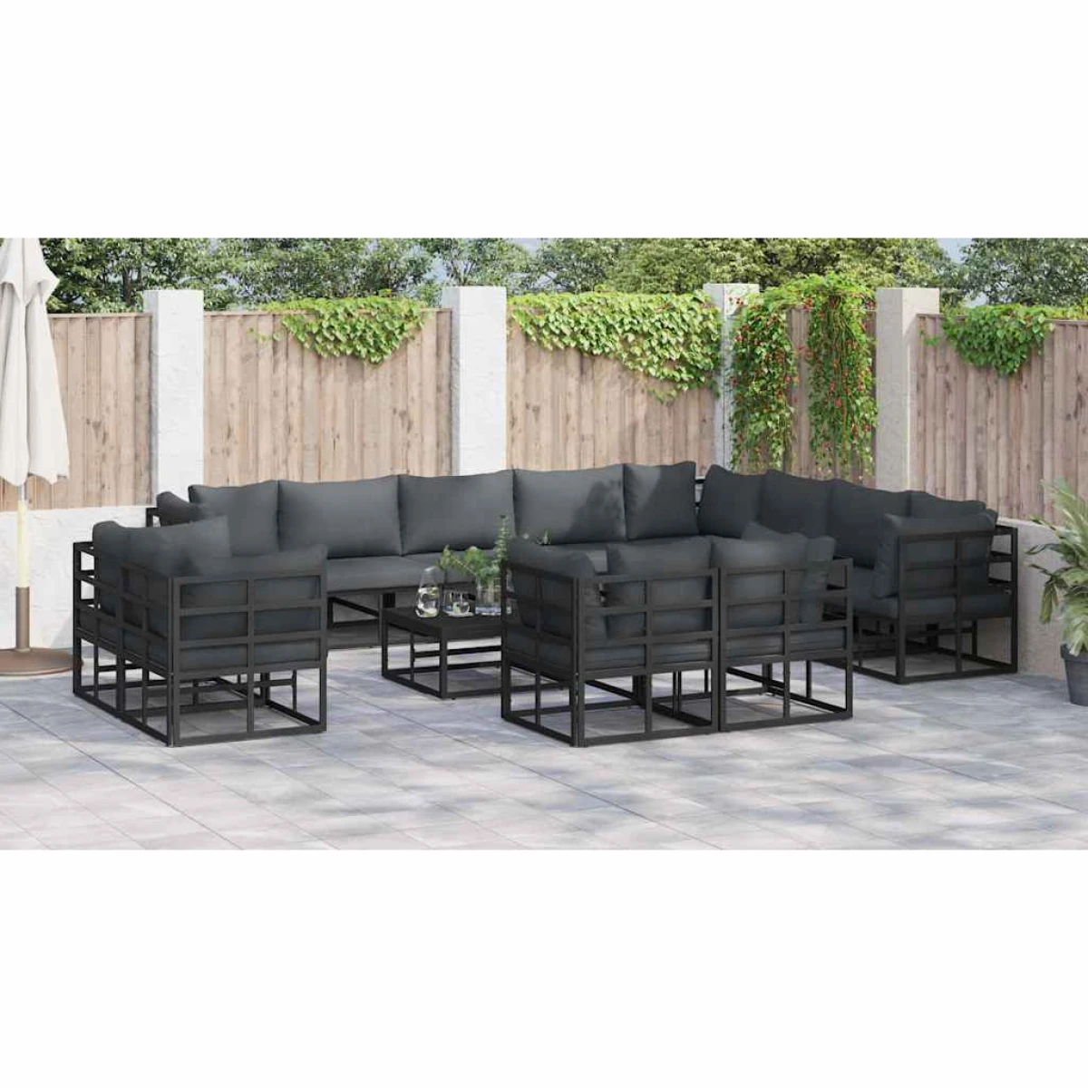 vidaXL vidaXL Garden Set 12Pc Aluminum Cushioned Outdoor - Garden Sofa Sets