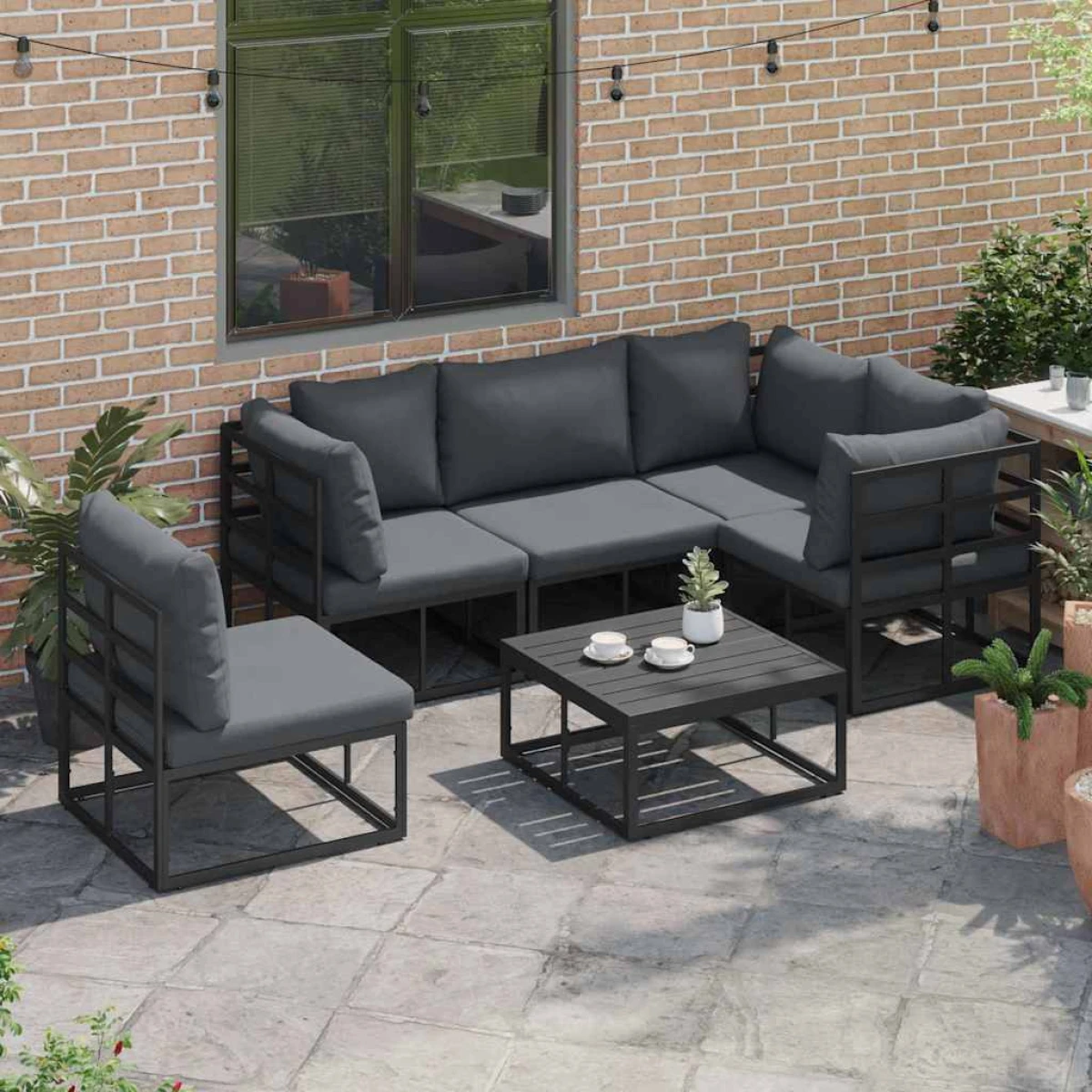 vidaXL VidaXL Garden Sofa Set 5Piece Modular Aluminium Frame Cushions For Outdoor Patio Entertaining - Garden Sofa Sets