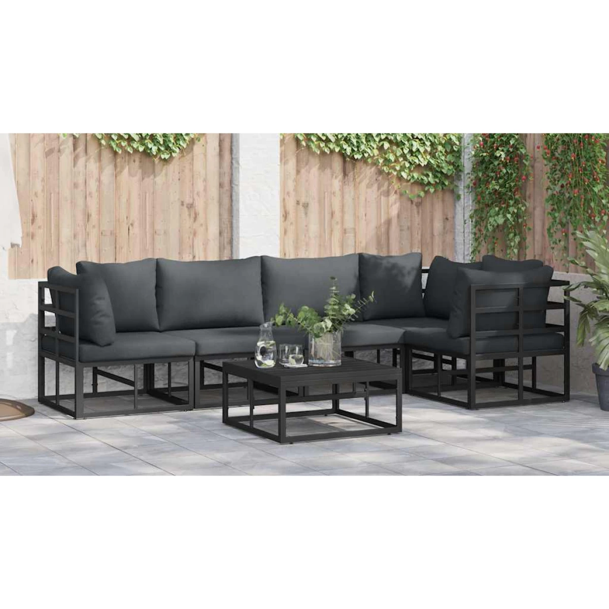 vidaXL VidaXL Garden Sofa Set 5Piece Modular Aluminium Frame Cushions For Outdoor Patio Entertaining - Garden Sofa Sets