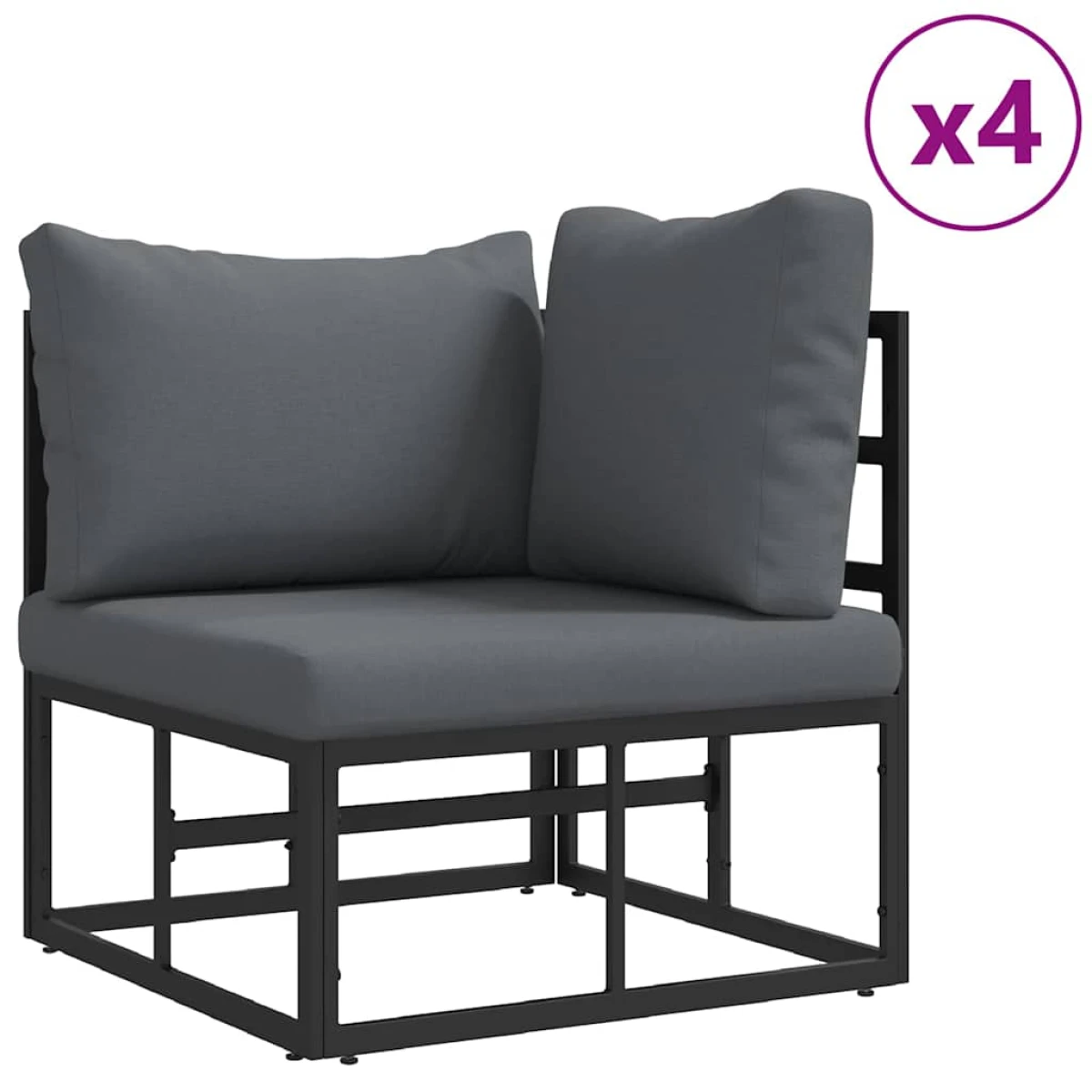 VidaXL Modular Sofa Set 12pc Black Aluminum Patio by vidaXL
