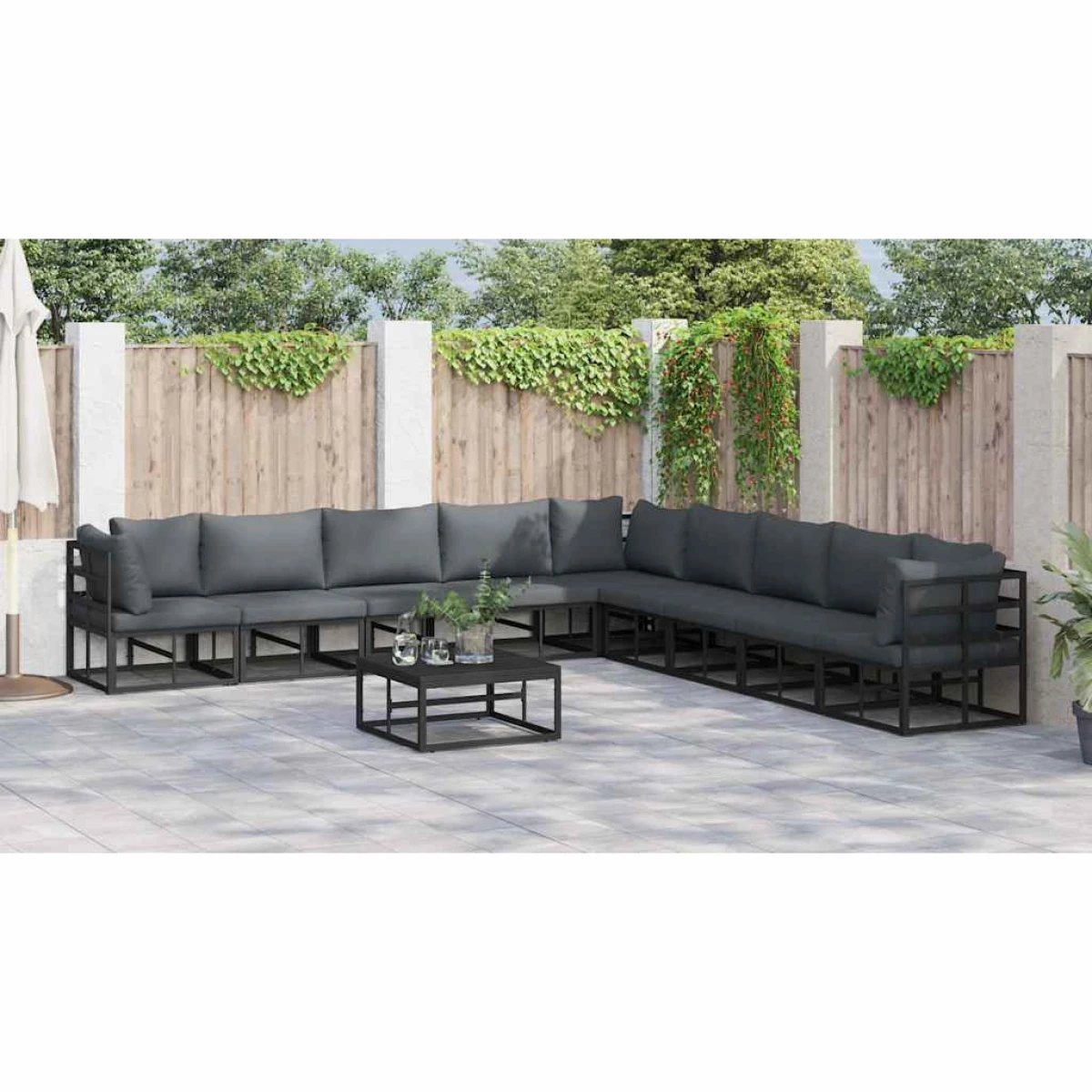 vidaXL vidaXL Garden Modular Sofa Set 9pc Aluminum Patio - Garden Sofa Sets
